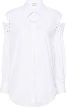 Alexander McQueen cut-out detail cotton shirt - women - Cotton - 42 - White