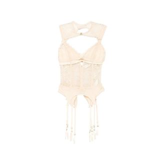 Zimmermann Valiant Lingerie Bodice Top - Dames - Tops - Beige - Maat: XS Katoen