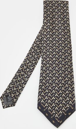 Gianfranco Ferre Black Fan Printed Silk Tie