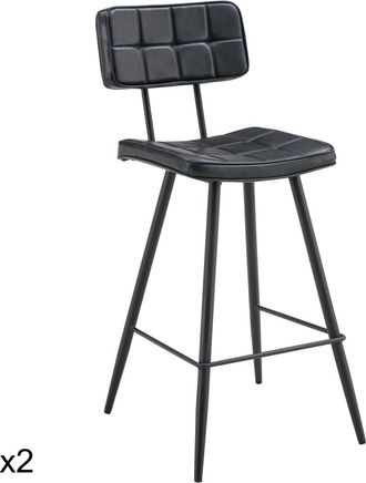 Happy Garden Lote de 2 taburetes de bar de polipiel negra