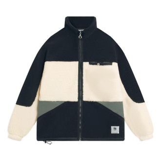 Li-Ning BadFive Graphic Color Block Polar Fleece Jacket Black Beige AFDSA71-3