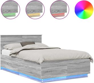 vidaXL Estructura De Cama Con Tiras Led Gris Sonoma 120 X 190 Cm Vidaxl