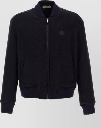 Etro pegaso bomber jacket ribbed cuffs hem pockets
