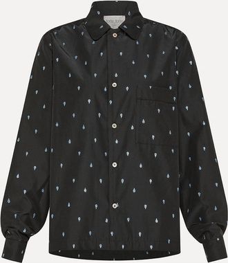 Forte_Forte Womens Glitter Taffeta Pajama Shirt In Noir