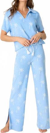 PJ Salvage Cabana Palm Short Sleeve Tee In Bright Blue