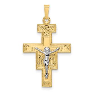 Diamond2Deal 14k Two-tone Gold Solid Crucifix Pendant
