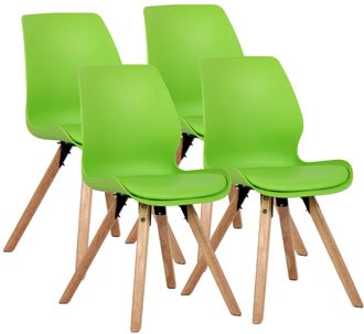 Clp Set De 4 Sillas Luna Verde Pl&aacute;stico
