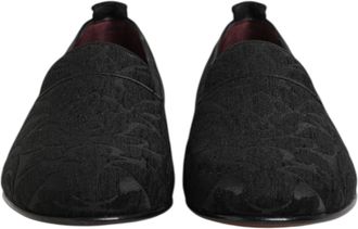 Dolce & Gabbana Black Brocade Loafers Slip On Men Dress Mens Shoes