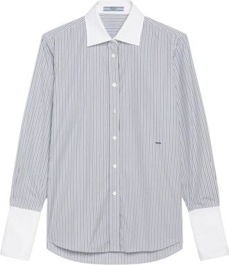 Prada Camicia Poplin Shirt - Dames - Overhemden - Blauw - XS - Katoen - Overhemden