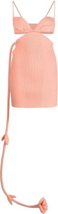 Off-white flower ribbon ribbed minidress - women - Polyester/Polyamide/Viscose/Spandex/Elastane - 38 - Orange