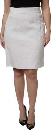 Dolce & Gabbana White High Waist Knee Length Pencil Womens Skirt