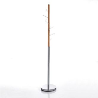 Oresteluchetta Perchero de pie acero cromado y roble &oslash;33 h180 cm