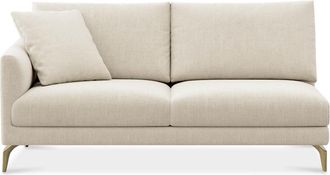 Castlery Lena Left Arm 2 Seater Sofa Customized, (Performance Linen Weave) Cream (Brass Legs), Spill Resistant, Removable Covers for Sofas by Castlery