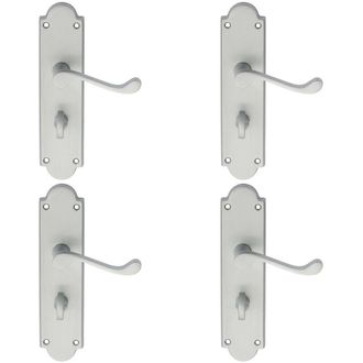 Loops 4x PAIR Victorian Scroll Handle on Bathroom Backplate 205 x 49mm Satin Chrome
