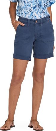 NYDJ Diana Relaxed Fit Raw Hem Cuffed Denim Shorts in Vintage Navy at Nordstrom, Size 10