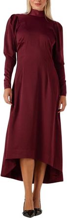 Copenhagen Muse Bordeaux Midi Jurk voor veelzijdige stijl - Dames - Casual kleedjes - Rood - S - Polyester - Kleedjes