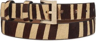 Kazar Smalle leren ceintuur met haar-op-dierprint - Dames - Riemen - Bruin - 90 CM - Leer - Accessoires
