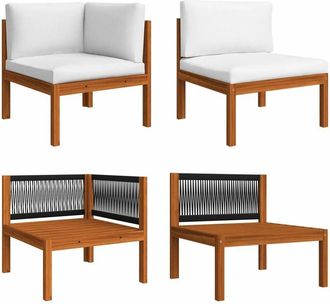 vidaXL Vidaxl - Conjunto De Jard&iacute;n De 2 Piezas Con Cojines De Madera De Acacia Y Cuerda