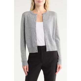 Nordstrom Crewneck Cashmere Cardigan in Grey Heather at Nordstrom Rack, Size Xx-Large