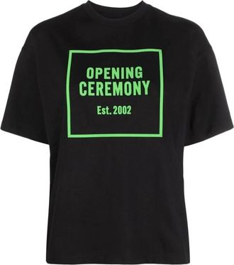 Opening Ceremony Casual Zwarte Korte Mouw Katoenen T-Shirt - Dames - T-shirts - Zwart - S - Katoen - Tops