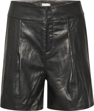 MY ESSENTIAL WARDROBE Zwarte leren shorts met fantastische pasvorm - Dames - Korte Broeken - Zwart - M - Korte Broeken