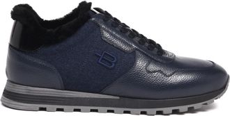 Baldinini Gekreukt Leer en Stof Sneakers - Heren - Sneakers - Blauw - 43 EU - Leer - Schoenen