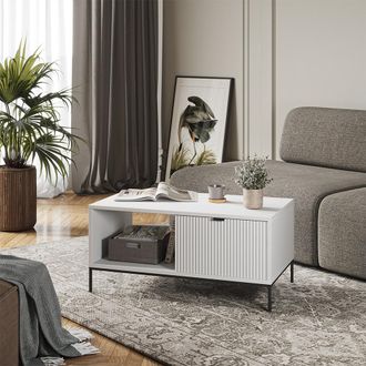 Vicco Mesa De Centro Eliza, Blanco, 90 X 50 Cm Con Un Caj&oacute;n