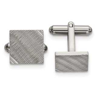Diamond2Deal Stainless Steel Polished and Textured Square Cufflinks