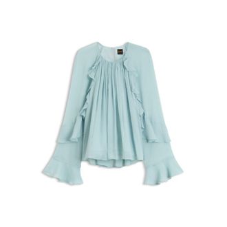 BOSS Regular-fit blouse in lightweight creponne fabric