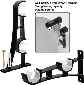 OEM Juego De 2 Soportes Para Barras De Cortina, Ganchos Dobles Para Barras De Cortina De Sala De Estar, Montaje En Pared Para Barras De Cortina