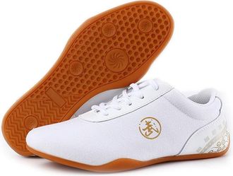 Generic Canvas Taekwondo Karate Training Shoes, Unisex Non-Slip Kung Fu Tai Chi Trainers Breathable Non-Slip Martial Arts Sport Sneaker,White,9 UK