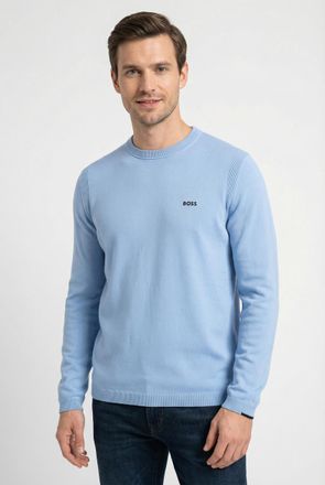 Boss Green by Hugo Boss Strickpullover BOSS GREEN, Herren, Gr. XXL, open blau469, Strick, Obermaterial: 100% Baumwolle, unifarben, regular fit normal, Rundhals, B&uuml;ndchen, Pul