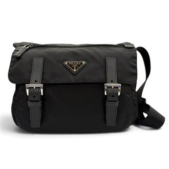 Prada Black Nylon Leather Shoulder Bag (Pre-Owned)