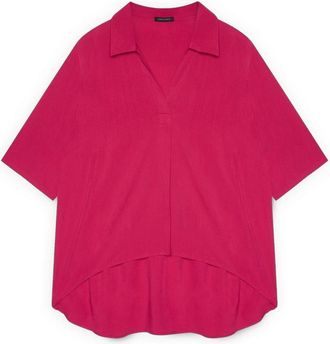 Fiorella Rubino Overhemden, Dames, Roze, XS, Boxy Blouse met Polokraag