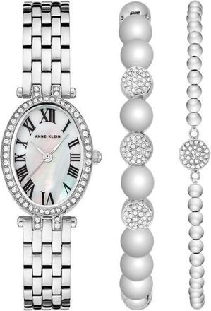 Anne Klein Petite Silver-Tone Oval Case Ladies Watch AK-3971SVST