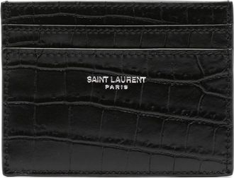 Saint Laurent Crocodile-embossed Leather Cardholder