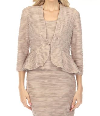 Joseph Ribkoff Textured Peplum Twin Set In Sand