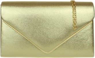 Girly HandBags Womens Faux Suede Clutch Bag Envelope Metallic Frame Handbag Gold