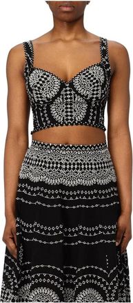 Charo Ruiz Ibiza Elegante Geborduurde Top Set - Dames - Tops zonder mouwen - Zwart - M - Tops