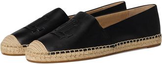 Lauren Ralph Lauren Cameryn Nappa Leather Espadrille Womens Slip on Shoes Black : 6.5 B - Medium