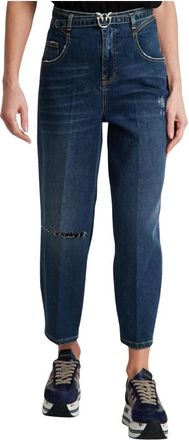 Pinko Blauwe Comfortabele 3 Ei Fit Pyjama - Dames - Cropped Jeans - Blauw - W25 - Denim - Jeans