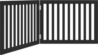 vidaXL Puerta Para Perros Plegable 2 Paneles Madera &Aacute;lamo Negra 160 Cm Vidaxl