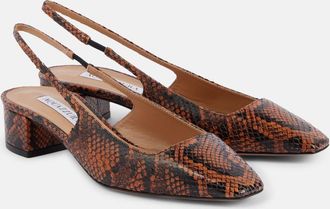 Aquazzura Ginza 35 snake-effect leather slingback pumps