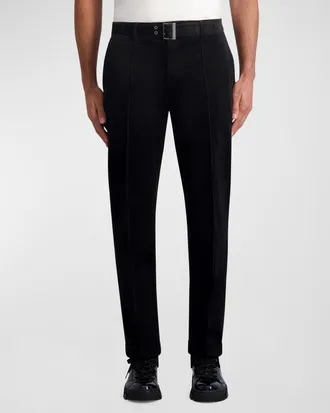 Karl Lagerfeld Men & apos;s Belted Pintuck Corduroy Pants