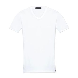 Tom Ford Tops, Heren, Wit, S, Katoen, V-hals T-shirt