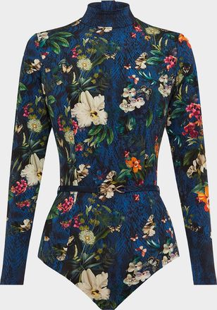 Aqua Blu Australia Leah Belted Rashguard One-Piece Swimsuit