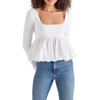 Steve Madden Avielle Bubble Hem Top in White at Nordstrom Rack, Size X-Small