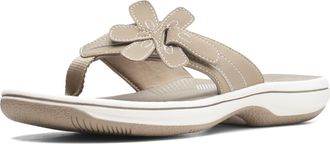 Clarks Womens Brinkley Flora Flip-Flop, Taupe Synthetic, 4.5 UK