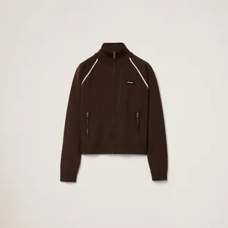 Miu Miu Technical yarn zipper cardigan