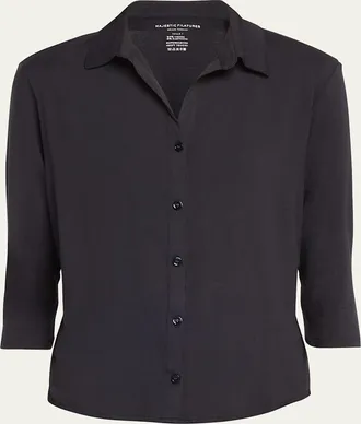 Majestic Filatures Soft Touch Semi-Relaxed Button-Front Shirt